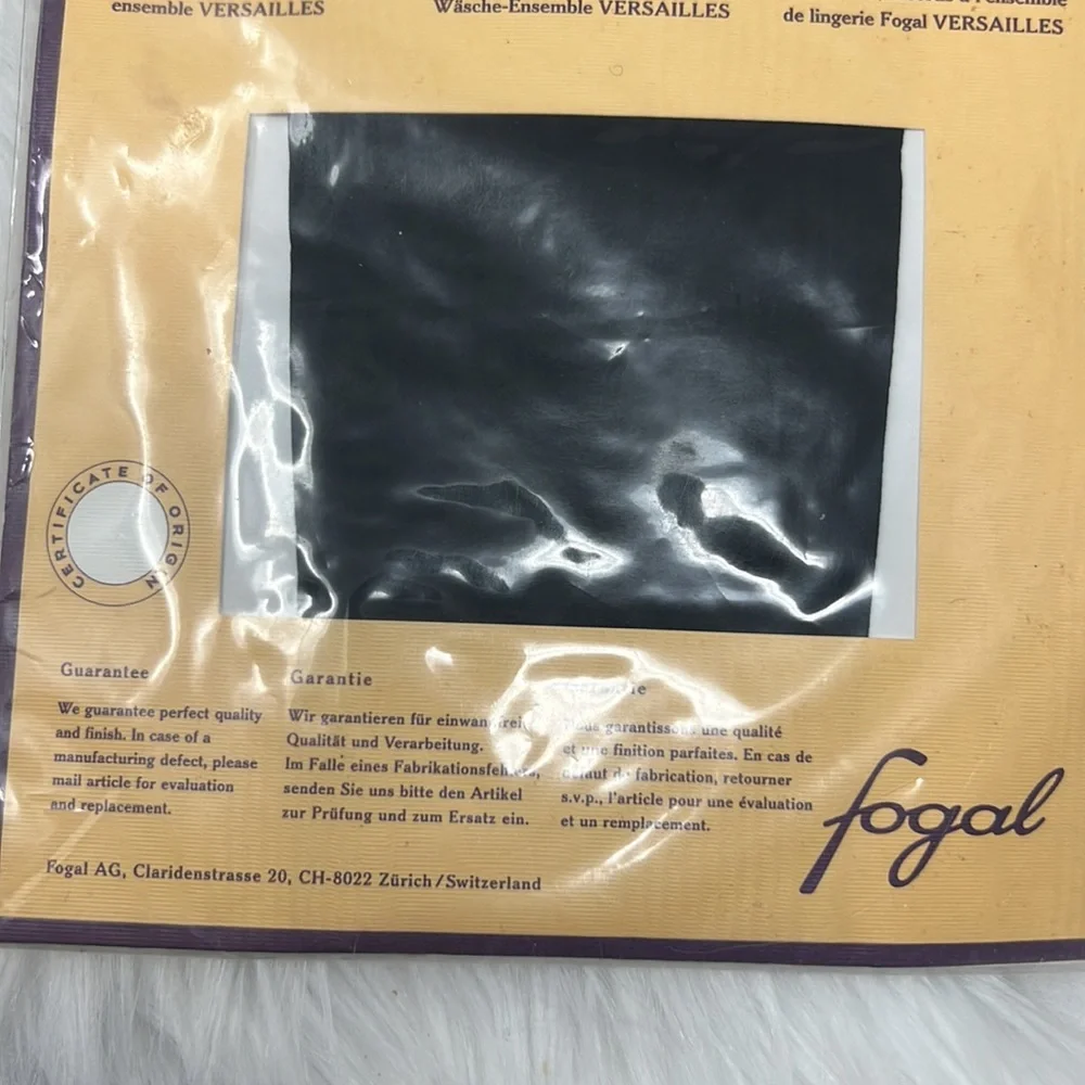 Fogal Versailles 252 Garter Stockings Black Noir Size S Lace Swiss NIP